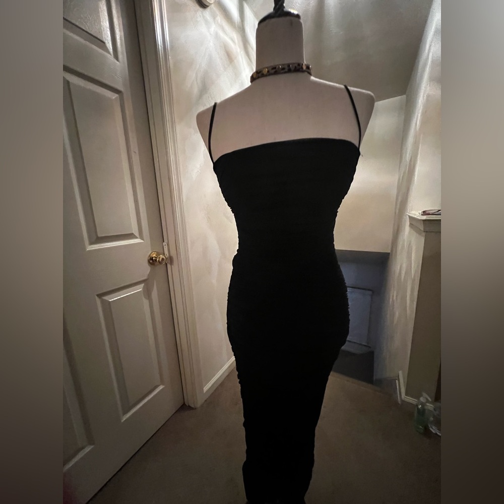 House of CB Black Ruched Dress - LAST ONE-